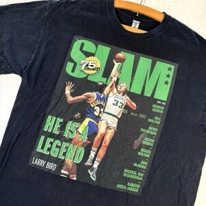 VTG  Gildan Larry Bird Slam Legend T-Shirt Abdul Jabar USA Single Stitch XL NBA